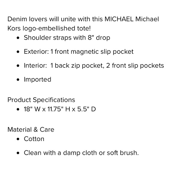 $258 Michael Kors Talia Large Grab Bag Tote Purse Washed Denim NWT - Picture 7 of 7